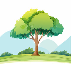 watercolor tree side view isolated on white background for landscape and architecture layout drawing, elements for environment and garden