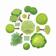 Set of tree top view for landscape plan and architecture layout