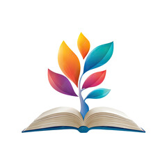 Colorful sprout growing from an open book