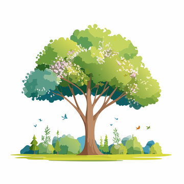 green tree landscape nature scene clip art preview