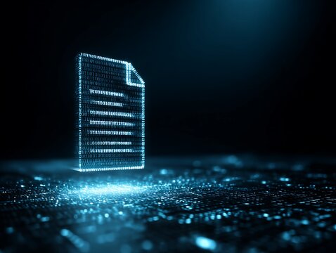 Document Icon Formed from Binary Code