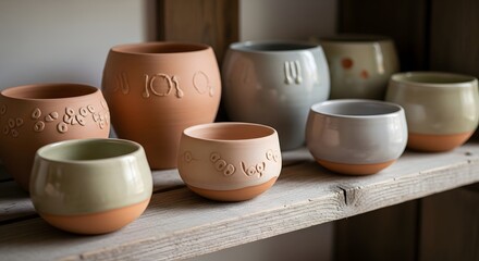 Fototapeta premium Assorted Terracotta and White Ceramic Tableware