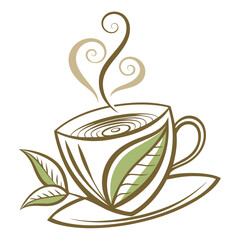 Leaf Teacup Logo  Warm Botanical Branding
