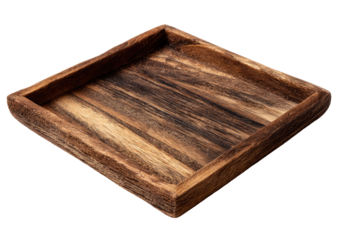 Square wooden tray, empty, natural wood grain