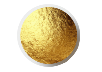 Gold orb with textured surface, set in a white circle
