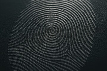 Biometric fingerprint pattern with intricate ridge details creating security and identity verification background for technology themes