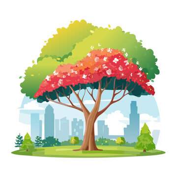 colorful tree park cityscape background clip art preview