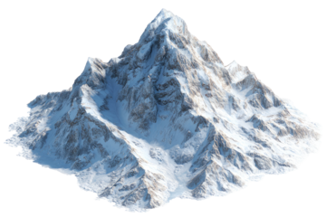 Isolated snow-capped mountain peak, detailed texture