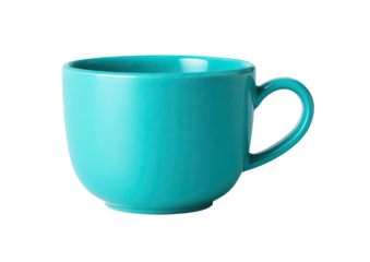 Teal ceramic mug, rounded shape, simple handle