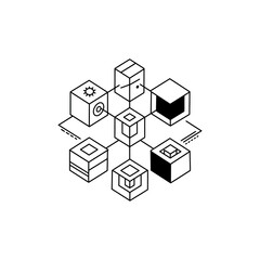 abstract blockchain network connecting cubes evoking distributed database technology for innovative tech solutions