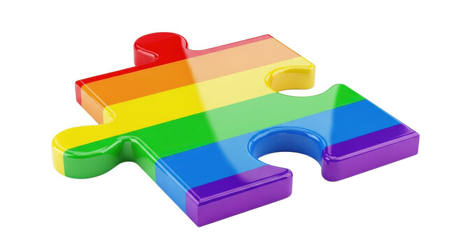 A vibrant rainbow-colored puzzle piece, symbolizing inclusivity and acceptance. - Powered by Adobe