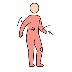 feeling pain with arrows showing body pain points and movement for health awareness campaigns