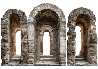 Row of ancient arches, stone columns