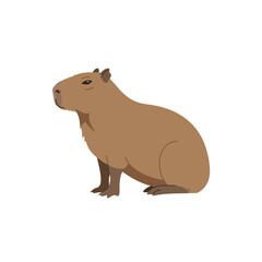 a capybara sits contentedly the worlds largest rodent relaxing on the ground a cute animal brown fur vector
