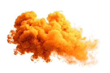 Orange-yellow cloud-like form, abstract ink explosion