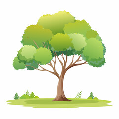 Isolated Watercolor Illustration of a Tree in Side View on White Background, Botanical Elements for Landscape and Architecture, Perfect for Garden Designs and Environmental Art.