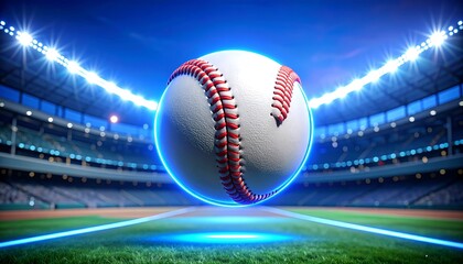 Baseball in a stadium.  3D render