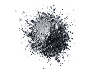 Obraz premium A close-up of a gray powder, scattered and piled in a chaotic, outward-bursting pattern
