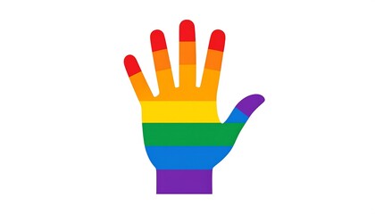 Obraz premium Rainbow-colored hand on white background (2)