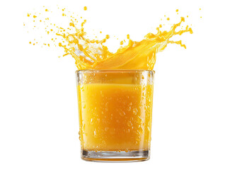 Orange juice splashing from a glass