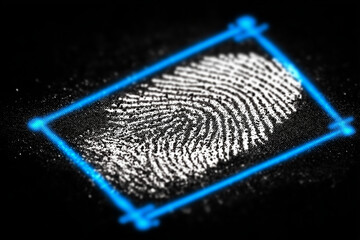 3D fingerprint digital hologram floating on dark background for security access
