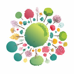 Vector of abstract watercolor tree top view isolated on white background for landscape plan and architecture layout drawing, elements for environment and garden,blossom grass,flower .