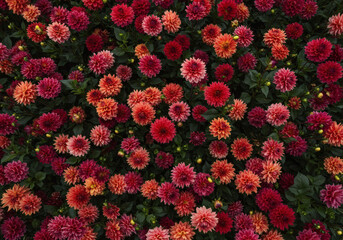 A flower field photographed from directly above with professional photographer quality, AI-generated