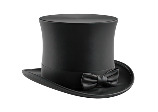 Dark top hat with a bow