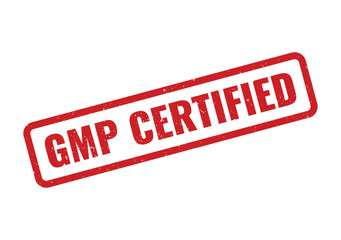 A red GMP Certified stamp shows quality assurance and compliance