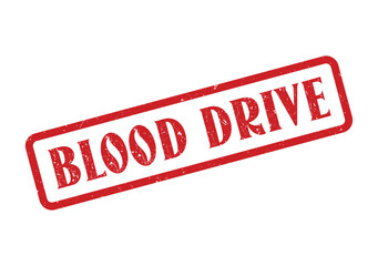 A red rectangular stamp announces a Blood Drive