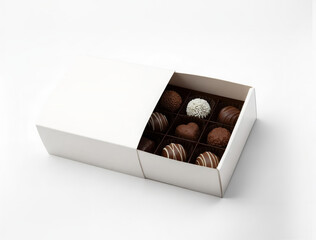 Gift box with white bow on white background