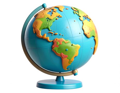 Colorful cartoon globe on a stand