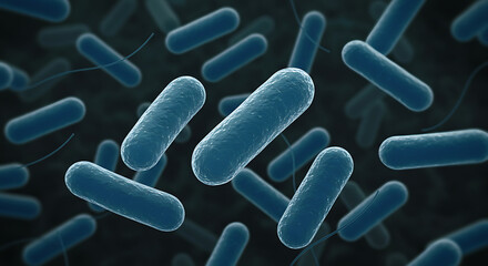 Microscopic view of numerous rod-shaped bacteria, showcasing their detailed structure and arrangement.