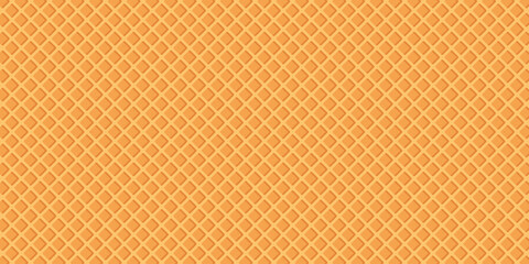 Waffle texture pattern vector illustration. Golden brown grid background resembling crispy waffle surface. Food design for packaging, dessert, and bakery decoration.