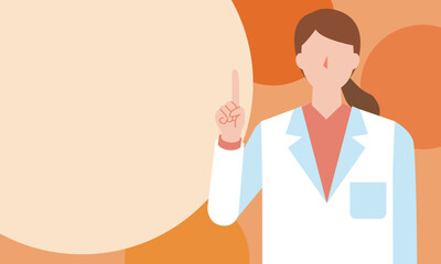 解説する白衣を着た女性