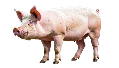 Fototapeta premium Pink pig, full body, studio shot