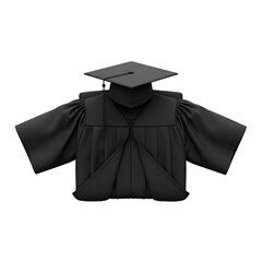 Graduation Gown & Cap:  A Black Academic Robe with Transparent Background