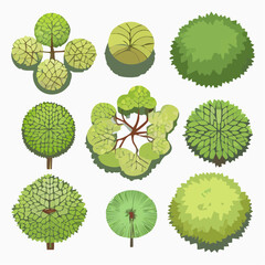set of tree top view for landscape plan and architecture element