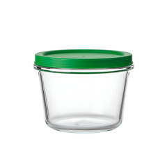 Glass Jar with Green Lid: Storage Solutions for a Transparent Background