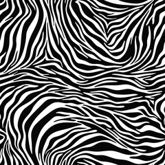 Close-up of a zebra's black and white striped fur pattern