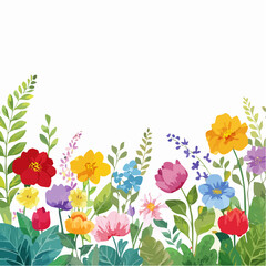 set of flowers meadows, Vector watercolor blooming flower tree or forest side view isolated on white background for landscape and architecture drawing,elements for environment or and .