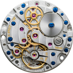 Watch Mechanism Gears Rotate Precisely with Transparent Background
