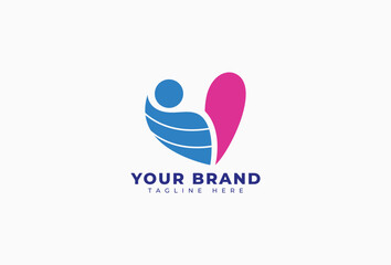People heart care logo design element