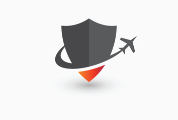 plane shield safety flight icon logo design