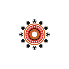 Aboriginal Dot Painting Style Circular Cultural Symbol