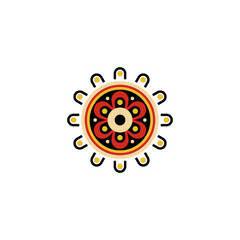 Folk Art Inspired Circular Motif Floral Design