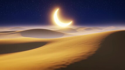 Desert night sky with crescent moon - Powered by Adobe