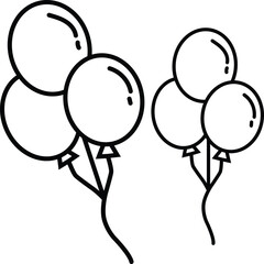 Simple outline icon of three balloons for celebrations and parties vector