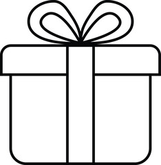 Simple outline of a wrapped gift box with a bow vector