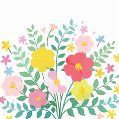 spring flower background, Watercolor flower with leaves isolated on white background,botanical for decorative card or design invitations ,botanical .